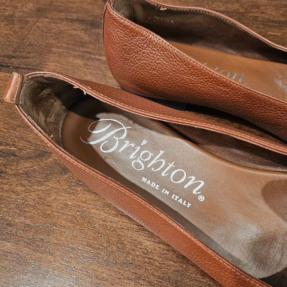 BRIGHTON Brigit Ballerina Infinity Leather Flats Brown Size 7.5 Made in Italy - Picture 5 of 6